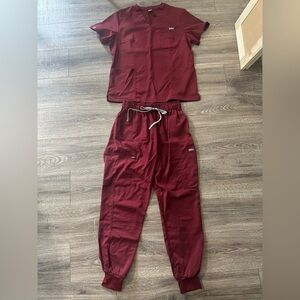 Women's Burgundy Jogger Scrubs